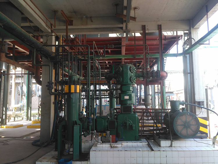全國首臺套大排量往復(fù)式中高壓氯化氫壓縮機，用于液化氯化氫氣體。